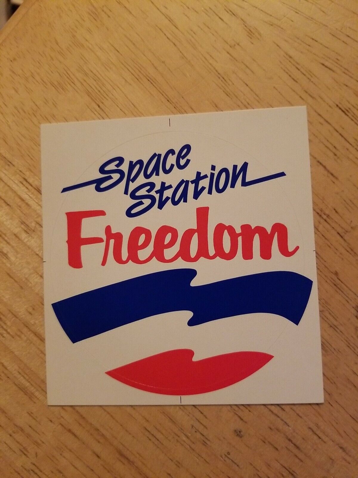 Vintage GE Aerospace unused sticker decal Space Station Freedom Astronaut NASA