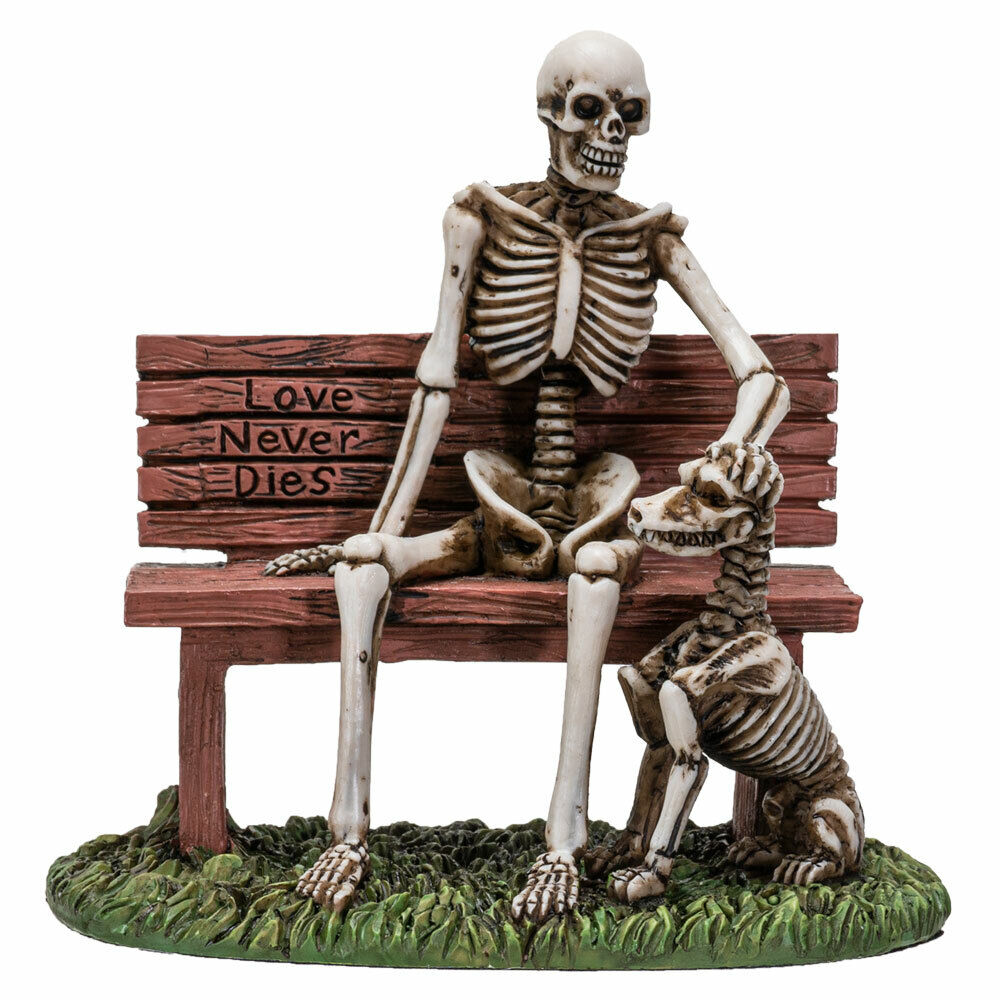  Skeleton and Dog Love Never Dies Skull Figurine Statue Skeleton Halloween