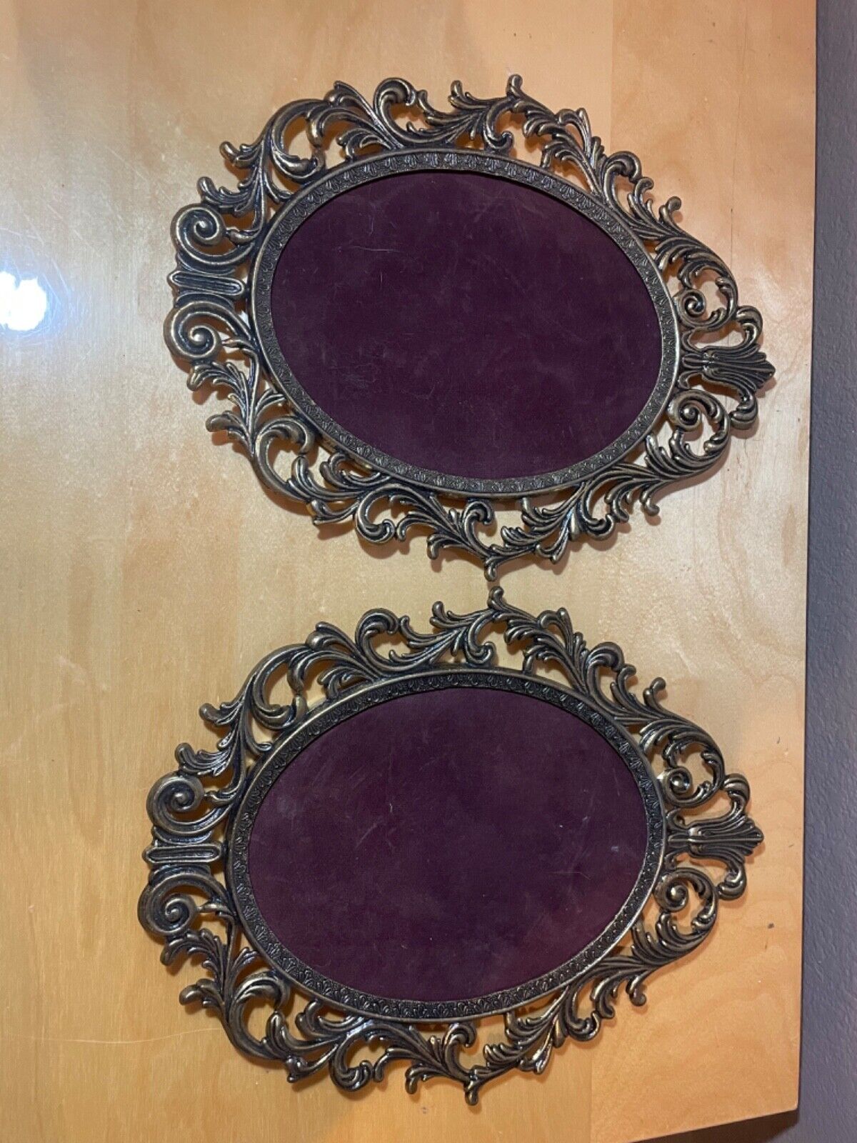 2 Antique Italian Ornate Oval Picture Frames WITHOUT Backer Pegs