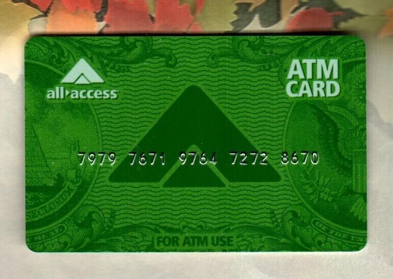 ALL-ACCESS Logo on the Back of a Dollar Bill ( 2004 ) ATM Card ( $0 )