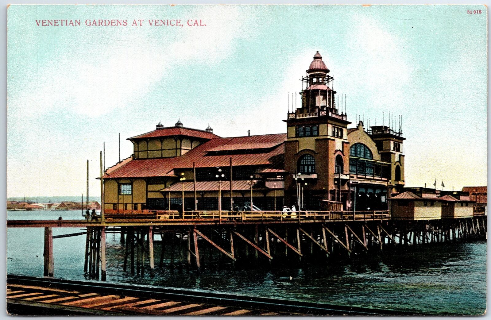 VINTAGE POSTCARD THE VENETIAN GARDENS AT VENICE CALIFORNIA c. 1907