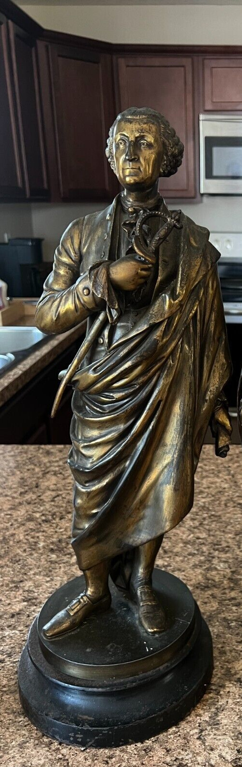 Antique Bronzed Over Metal George Washington Antique Statue 22.5 IN