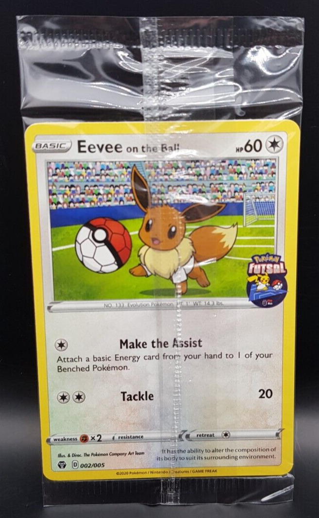 Eevee On The Ball SEALED 002/005 Fustal Pokemon Promo Football Trading Card