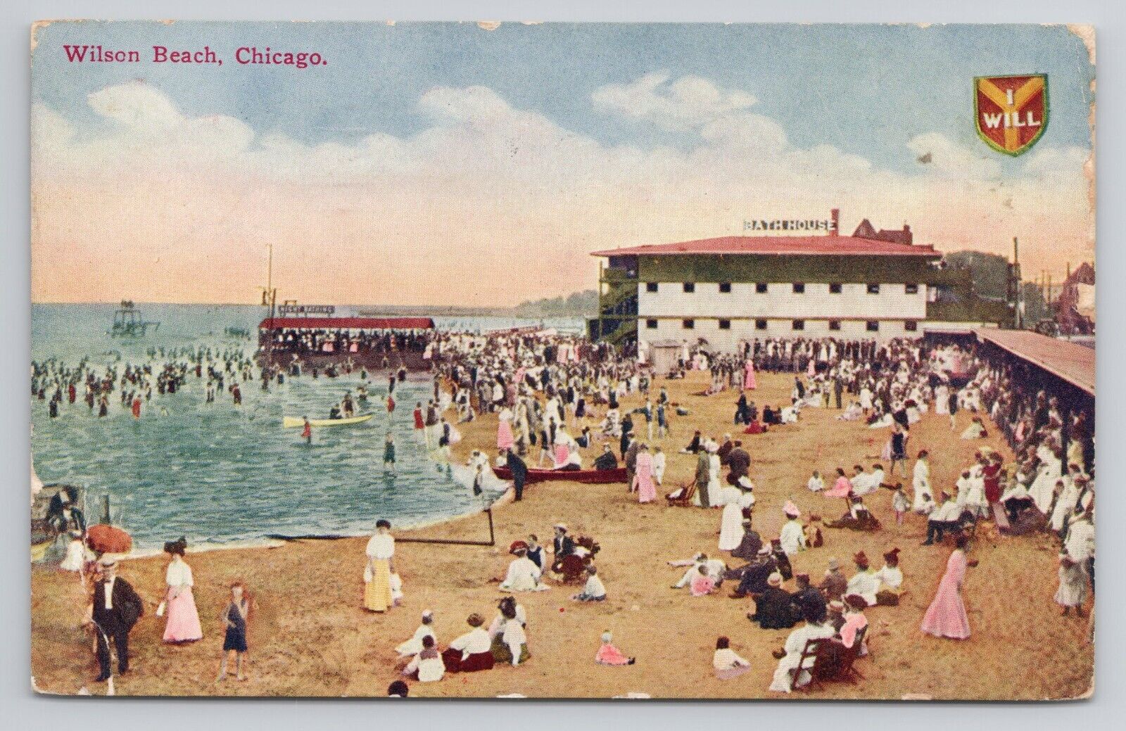 Wilson Beach Chicago Illinois 1910 Antique Postcard