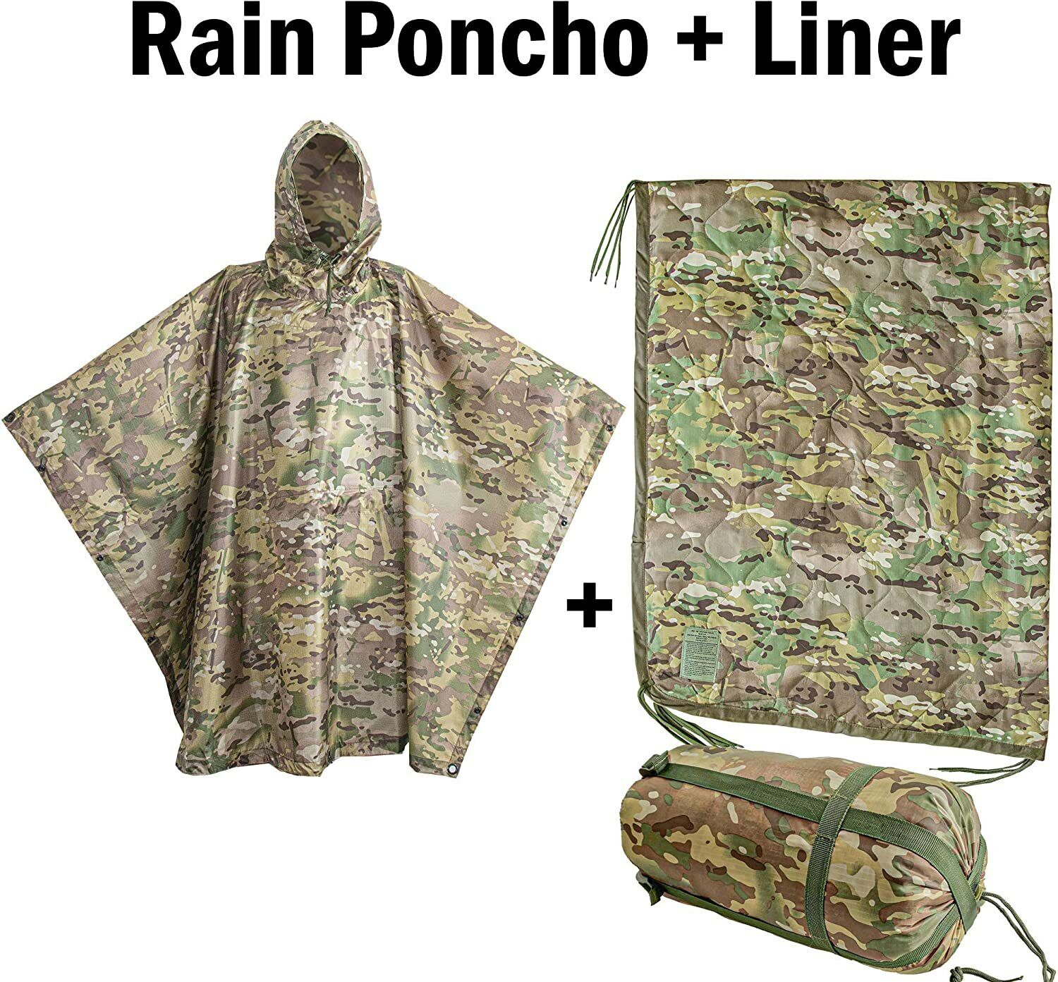 USGI Industries -Rain Poncho and Poncho Liner Bundle.  (OCP / Multicam)