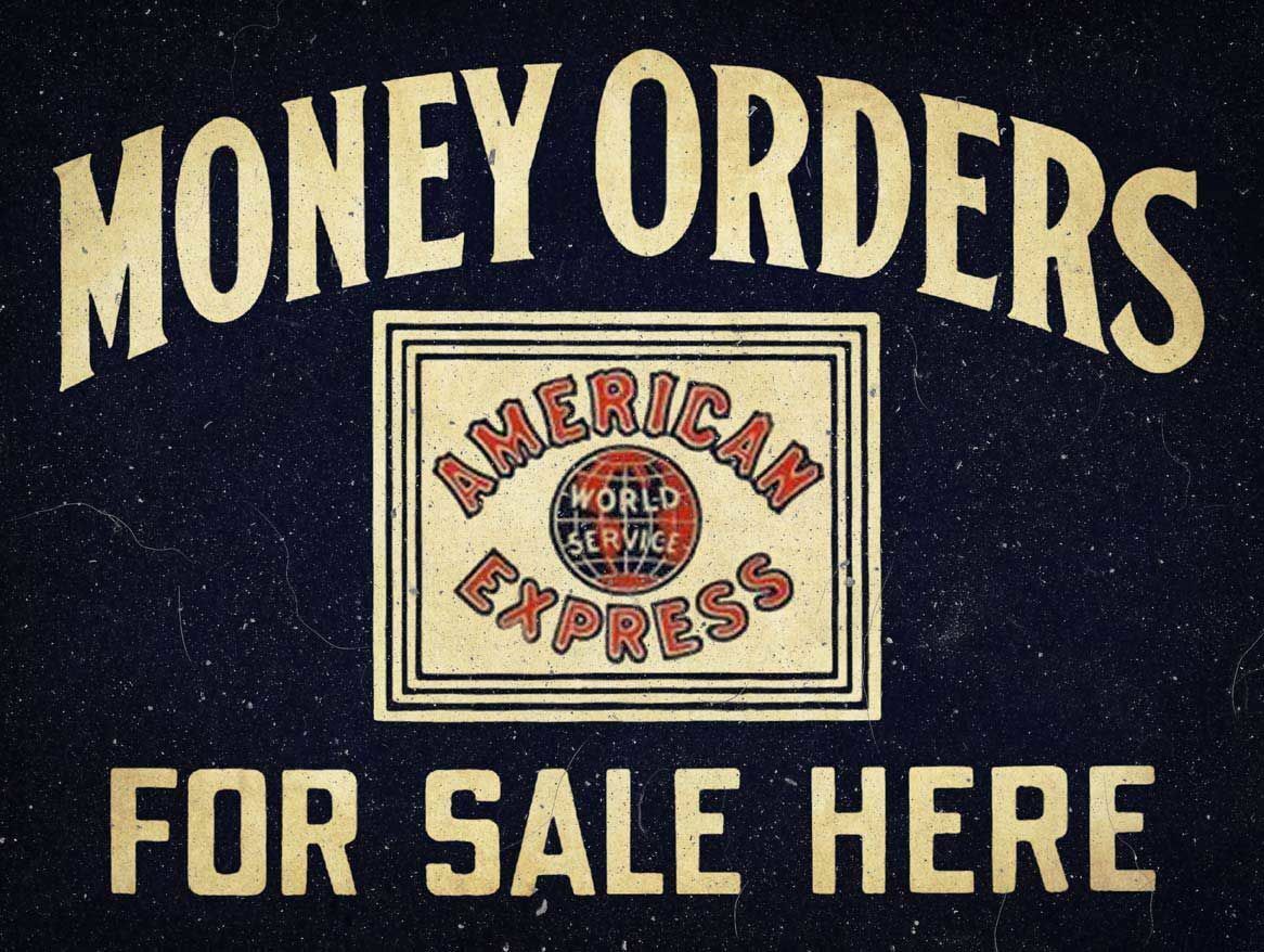 AMERICAN EXPRESS MONEY ORDERS FOR SALE HERE HEAVY DUTY USA MADE METAL ADV SIGN