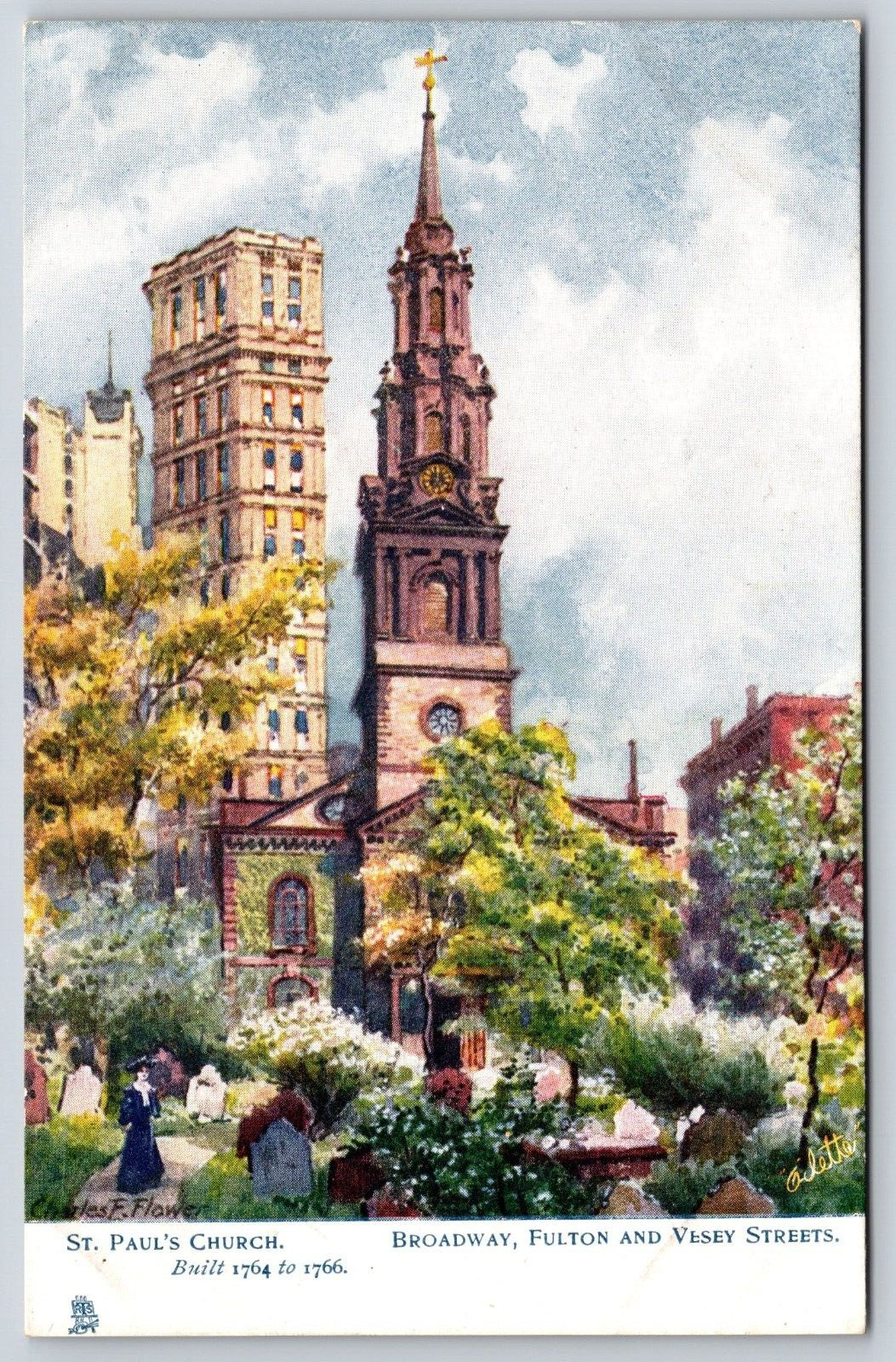 New York City, NY, St. Paul\'s Church, Tucks, Oilette, Antique, Vintage Post Card