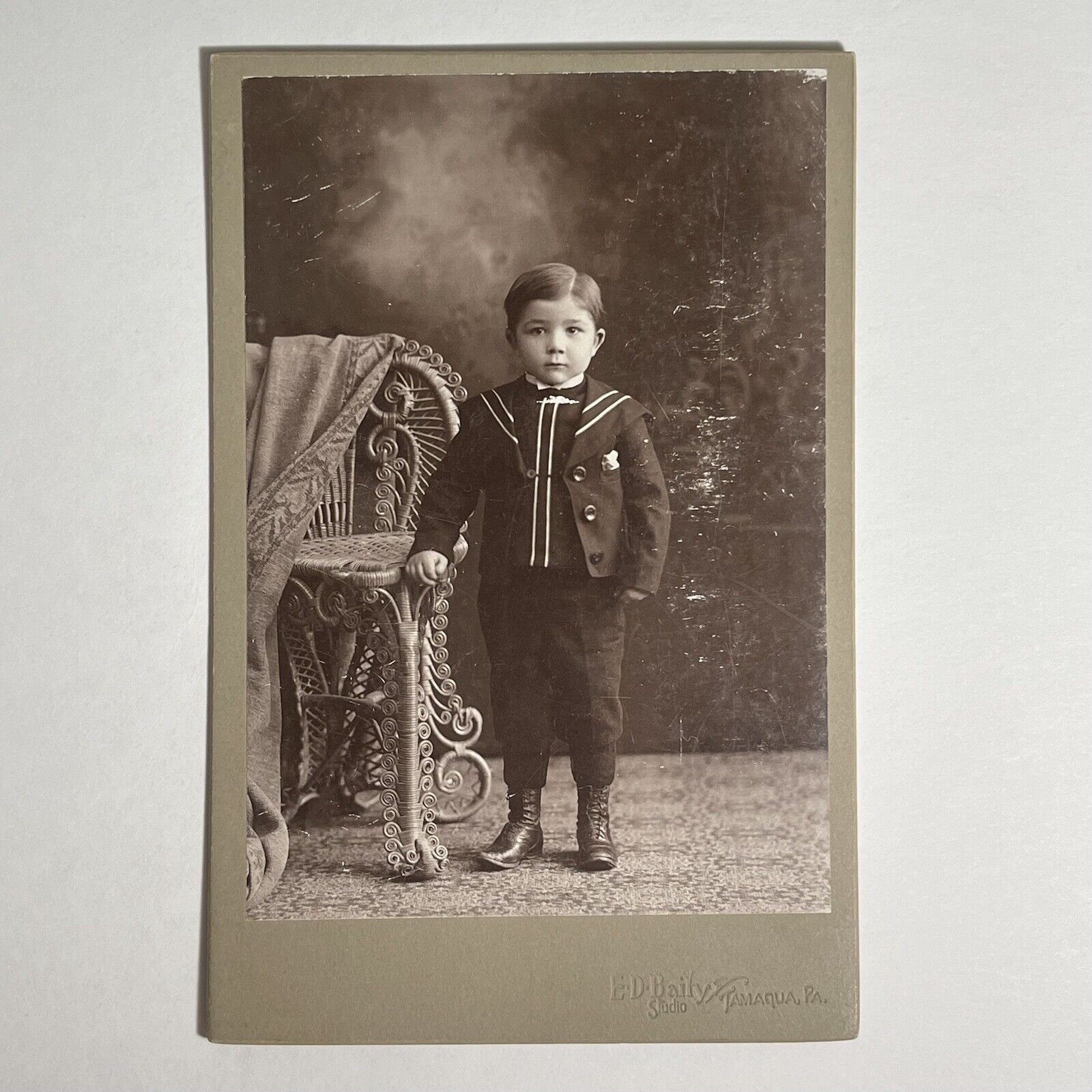 Antique Victorian Cabinet Card Photo Of Young Boy Child Tamaque, PA