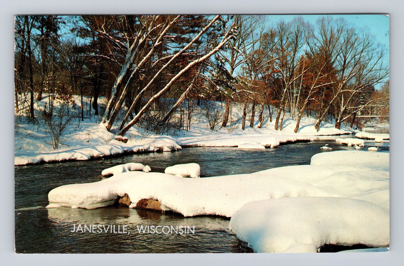 Janesville WI-Wisconsin, Snowy Creek, Scenic Greetings, Vintage c1986 Postcard