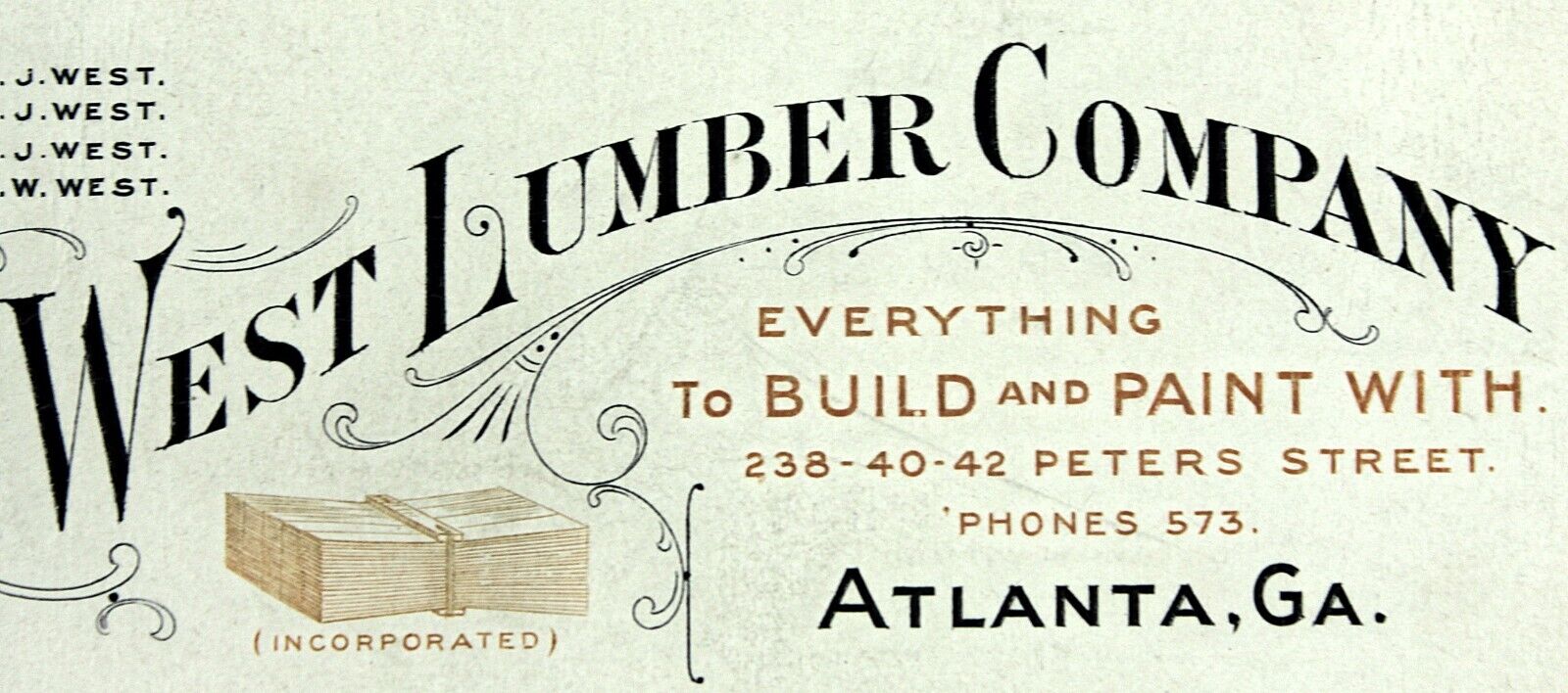 1880s-1900 WEST LUMBER COMPANY Atlanta Georgia Victorian Business Card Embossed