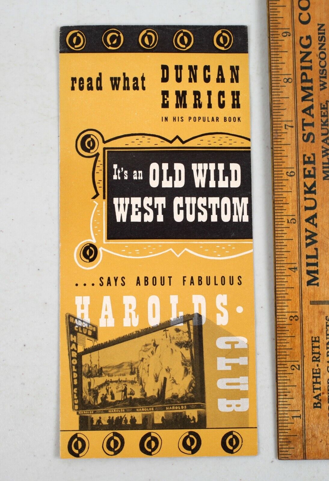 Vintage 1949 Harolds Club Reno Promotion Duncan Emrich Travel Brochure Pamphlet