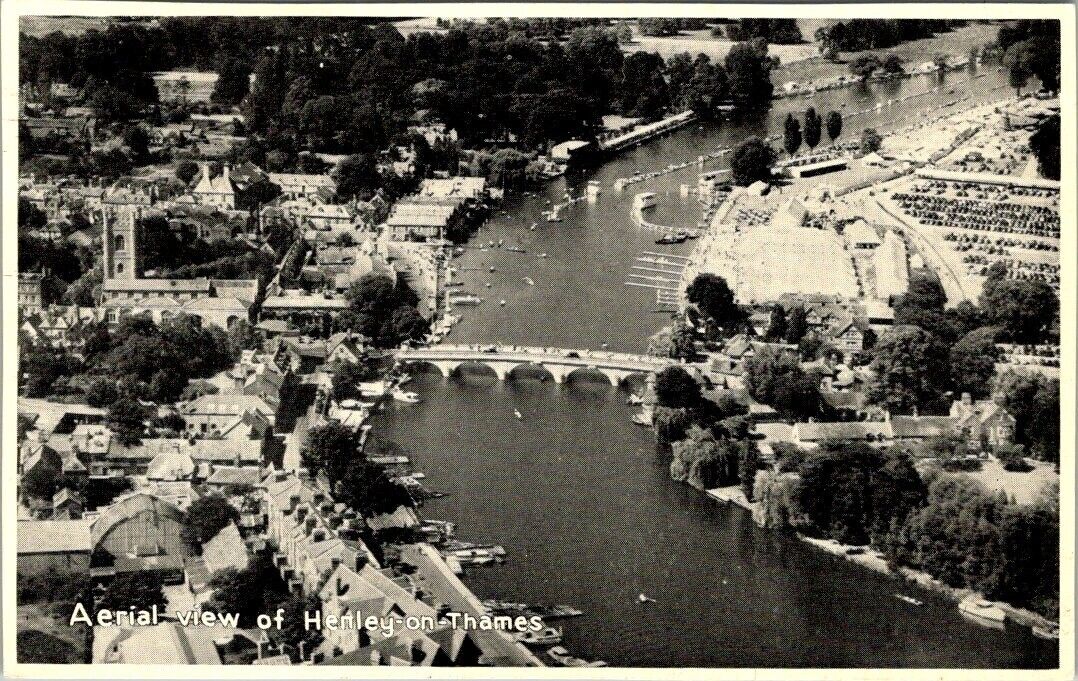 Vintage real photo postcard - Aerial view of Henley-on-Thames unposted