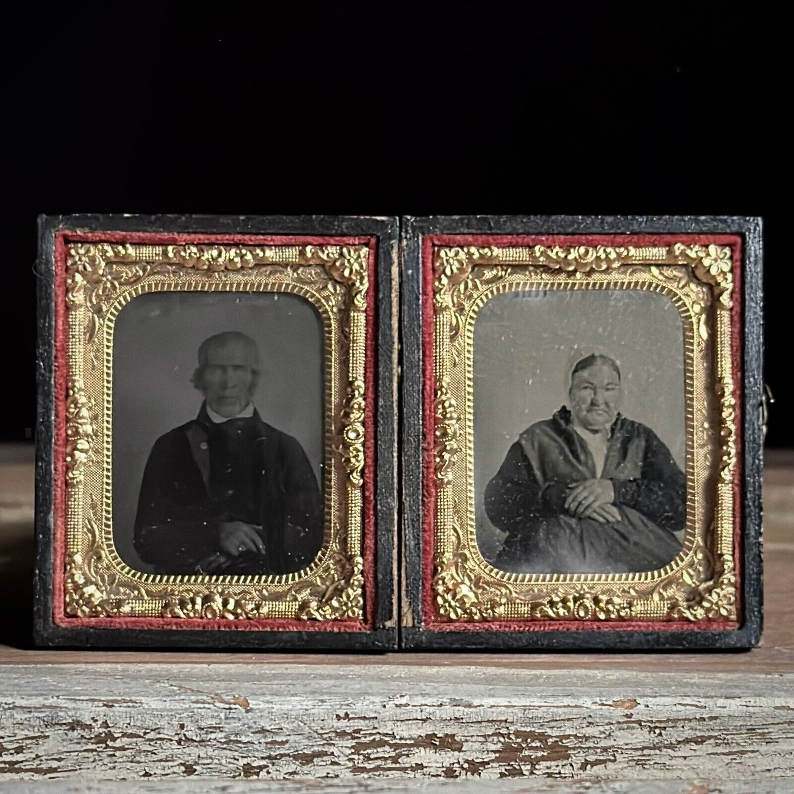 Ninth Plate Cased Double Tintype of Man and Woman