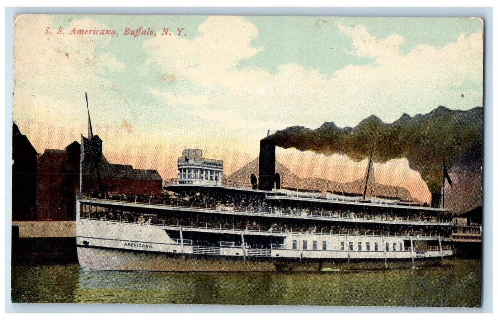c1910's S. S. Steamer Ship American Buffalo New York NY Posted Antique Postcard