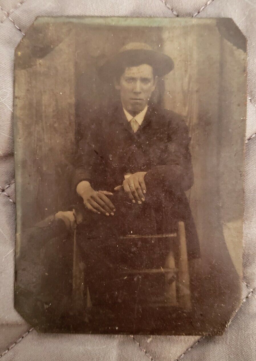 Tintype of 1870s Western Gentleman  Cowboy 