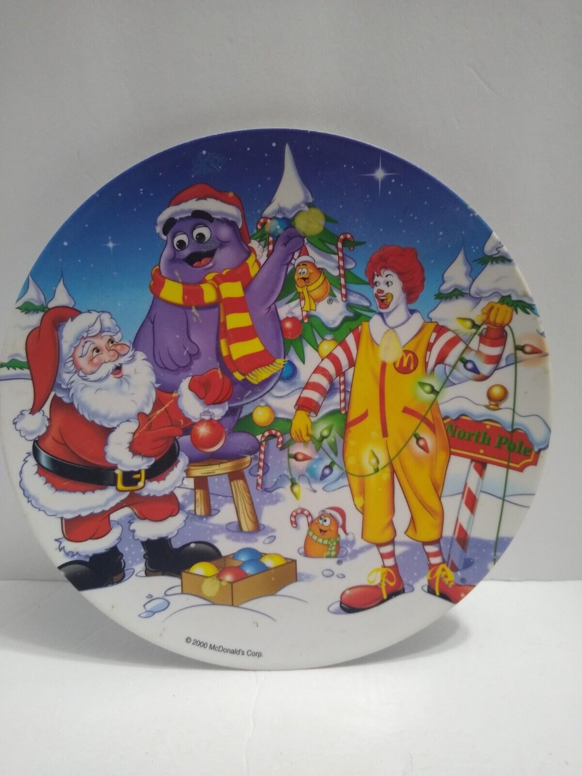 Vintage 2000 Ronald McDonalds Christmas Plate North Pole Santa Grimace McNuggets