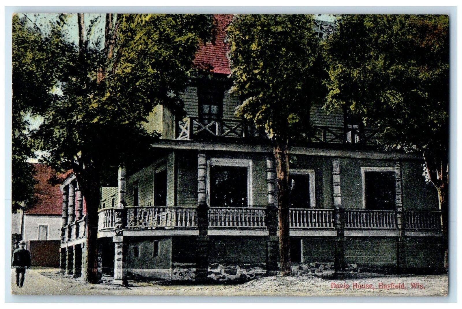 1912 Davis House Exterior Roadside Bayfield Wisconsin WI Unposted Trees Postcard