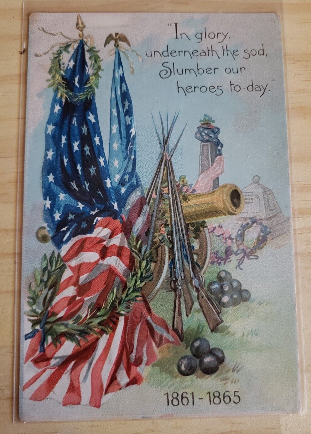 Tuck's Post Card Series 107 Civil War Embossed Postcard Slumber Our Heroes Card