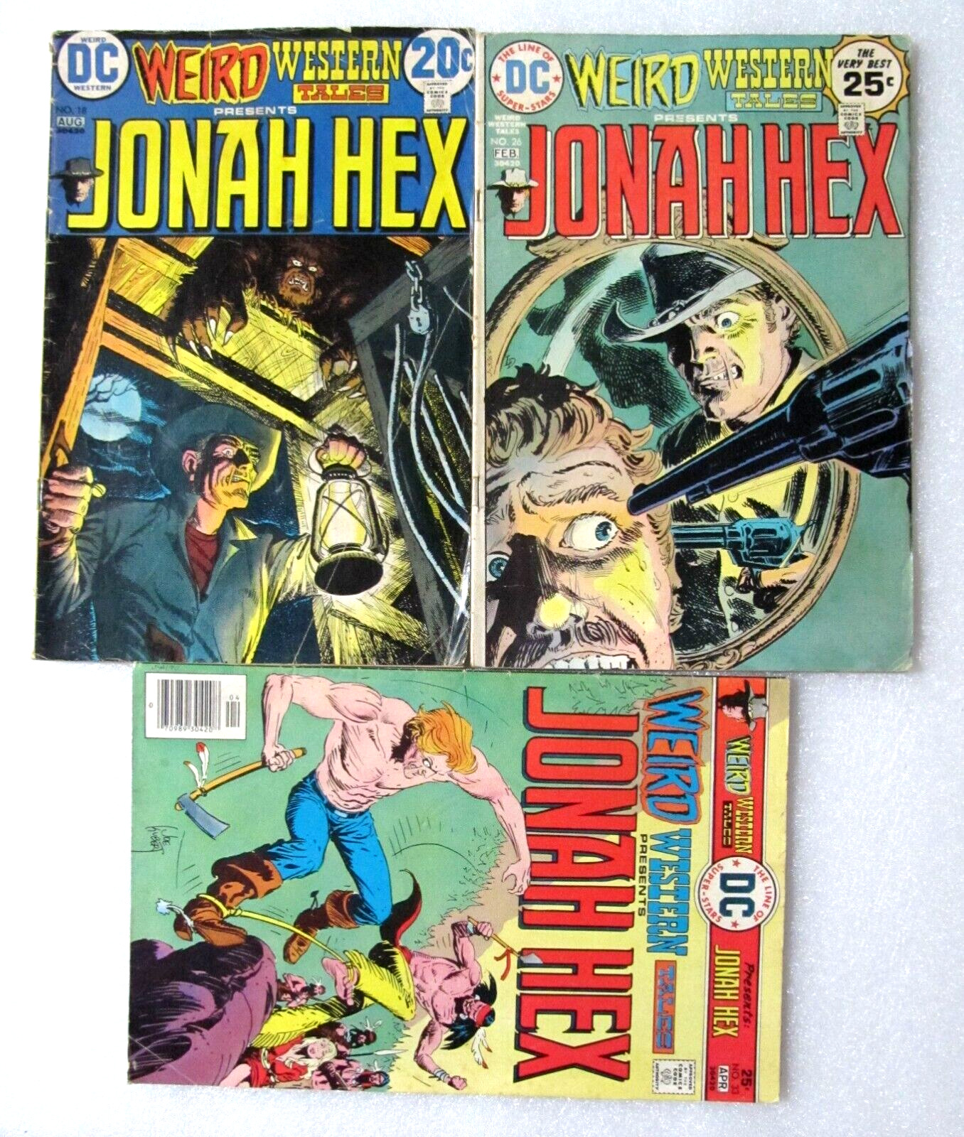 LOT OF 3 WEIRD WESTERN TALES JONAH HEX #18 #26 #33 DC BRONZE AGE COMIC - BAGGED