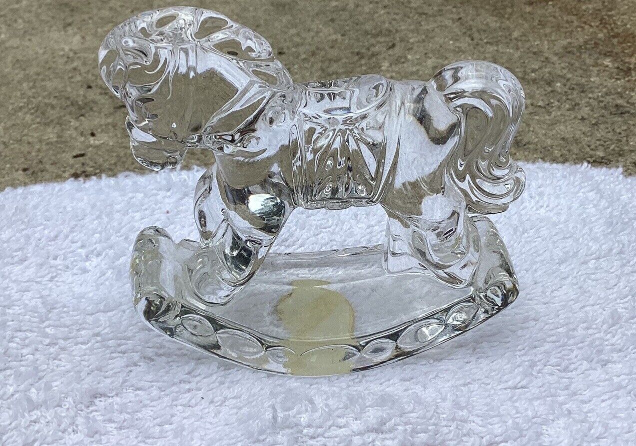 Rocking Horse Figurine 24% Lead Crystal Princess House Germany Art Glass Vintage