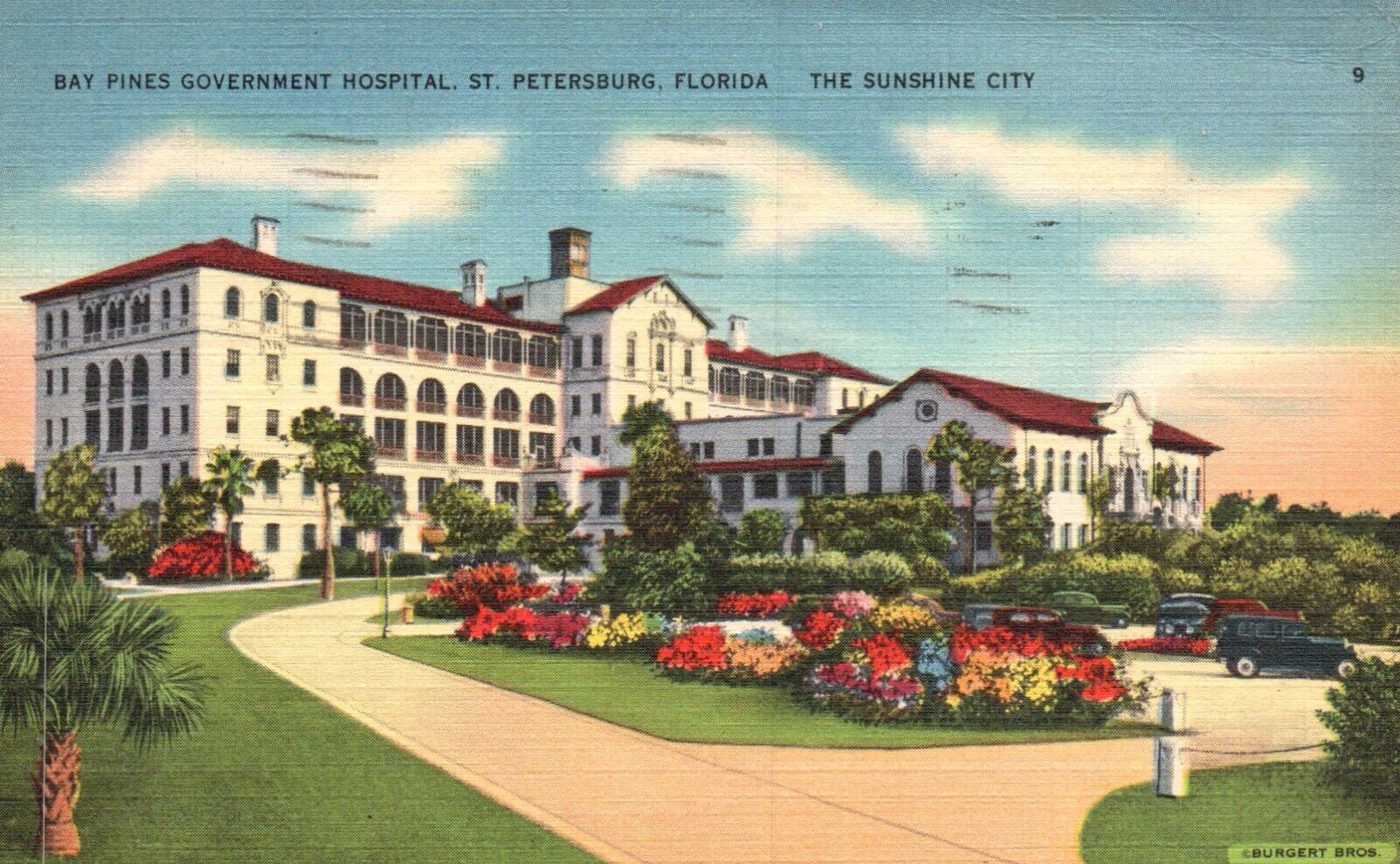 Postcard FL St Petersburg Bay Pines Government Hospital 1938 Vintage PC f7801