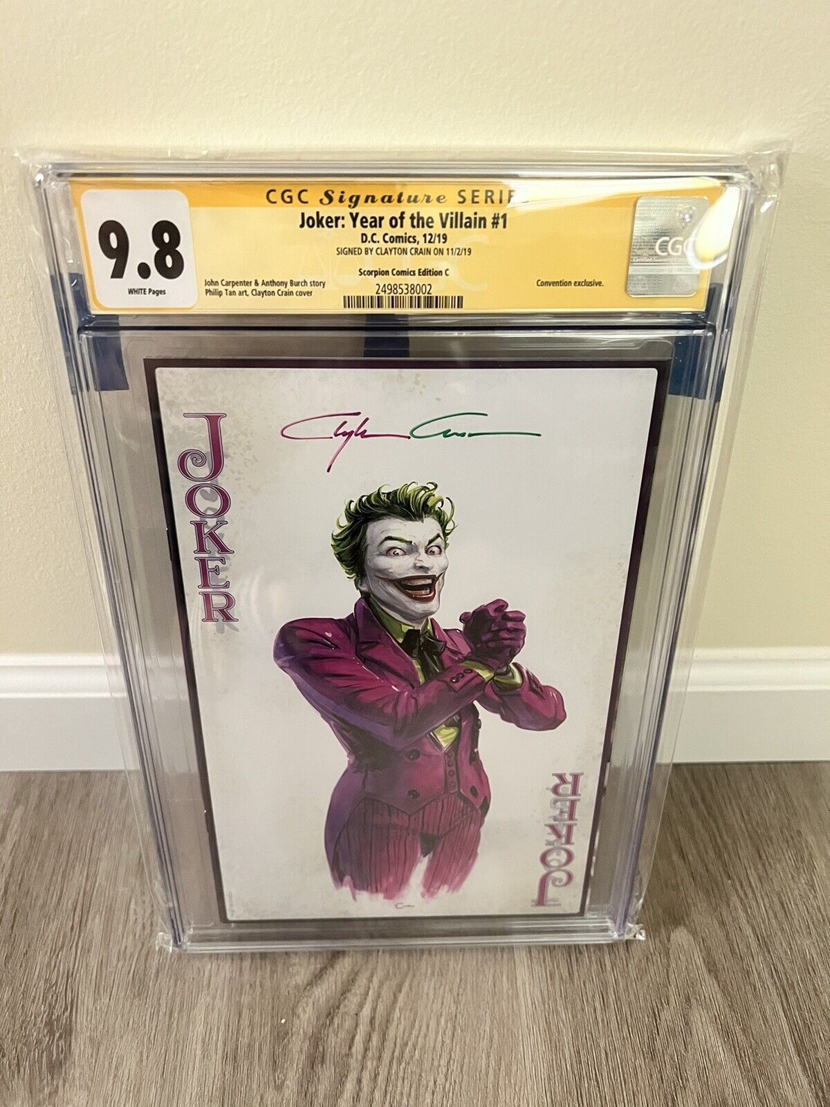 Joker Year Of The Villain #1 CGC 9.8 SS Two Tone Clayton Crain Signature Variant