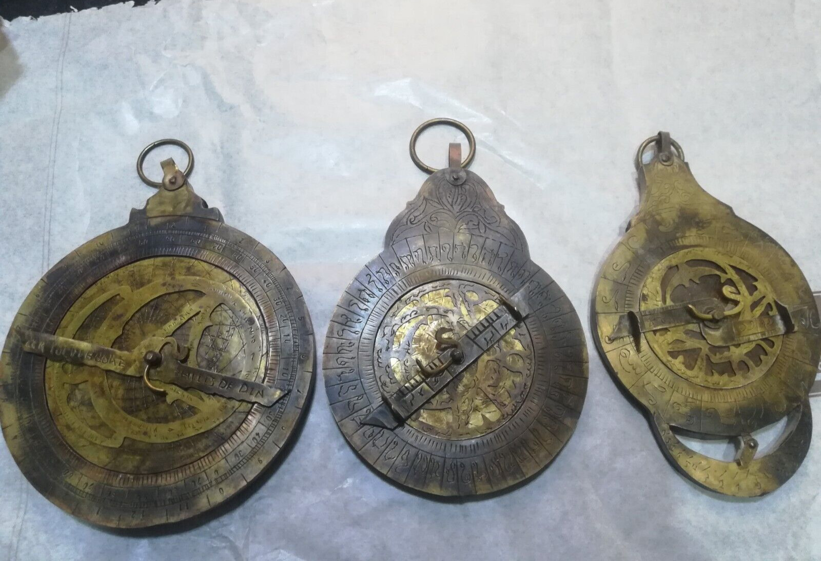Lots of 3 Astrolabes  well handmade Antique Extremely Rare Bedouin Arabian