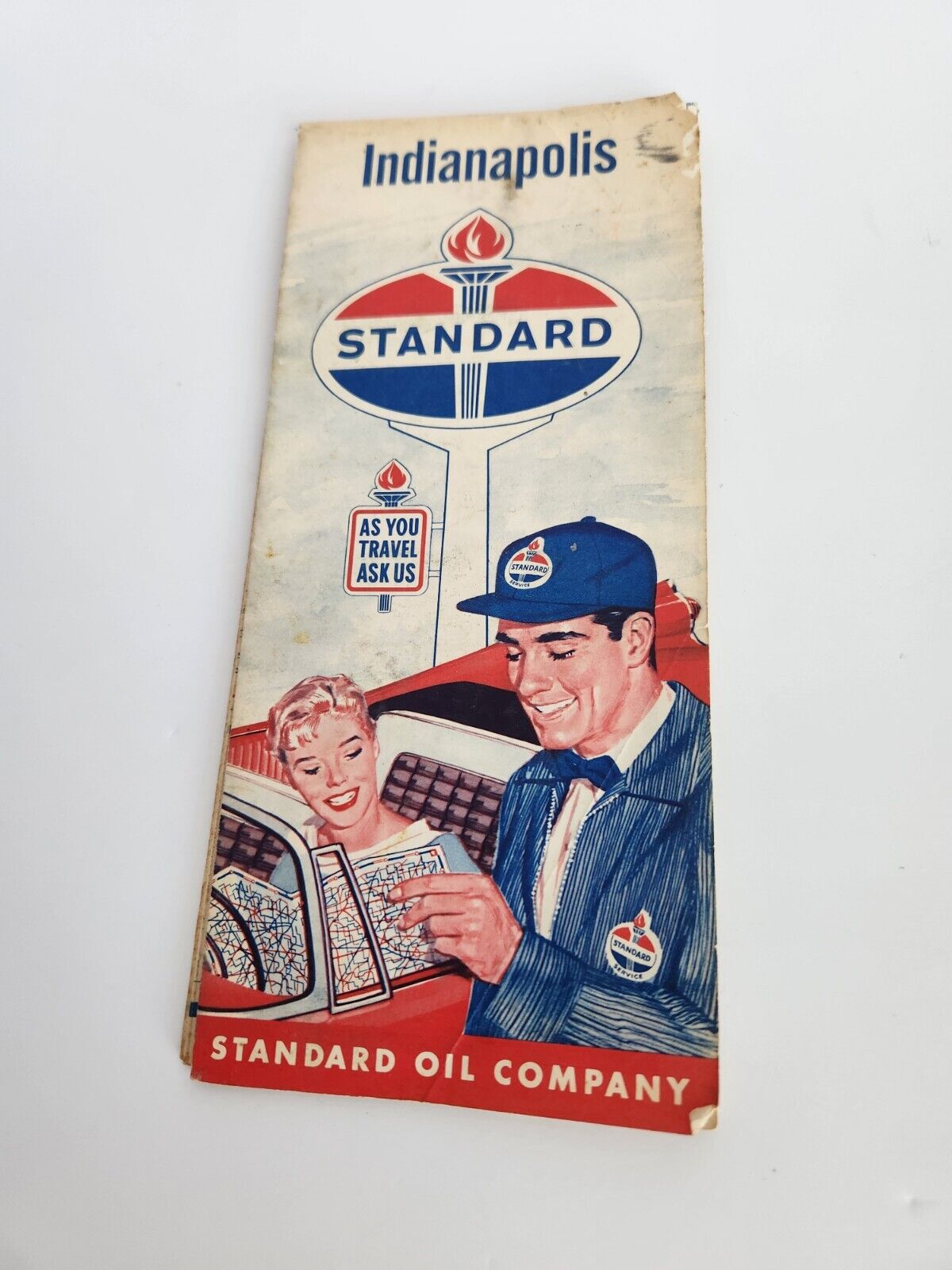 Vintage Indianapolis Standard Oil Company Gas Station Road Map 1960