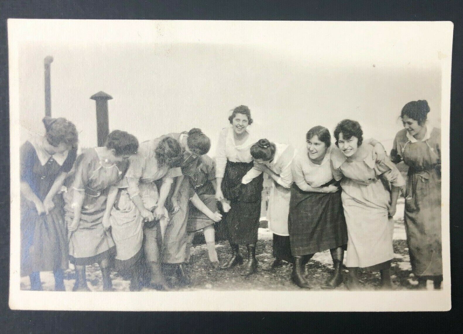 UNUSUAL Antique 1910s Original Photo CRAZY Womens Sorority CANDID ANKLE RACY 
