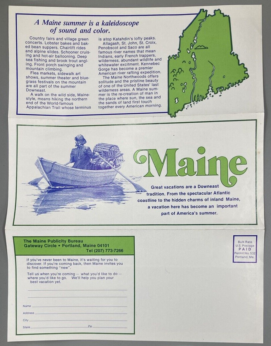 Vintage Maine Travel Brochure with Photos - Late 70s / Early 80s