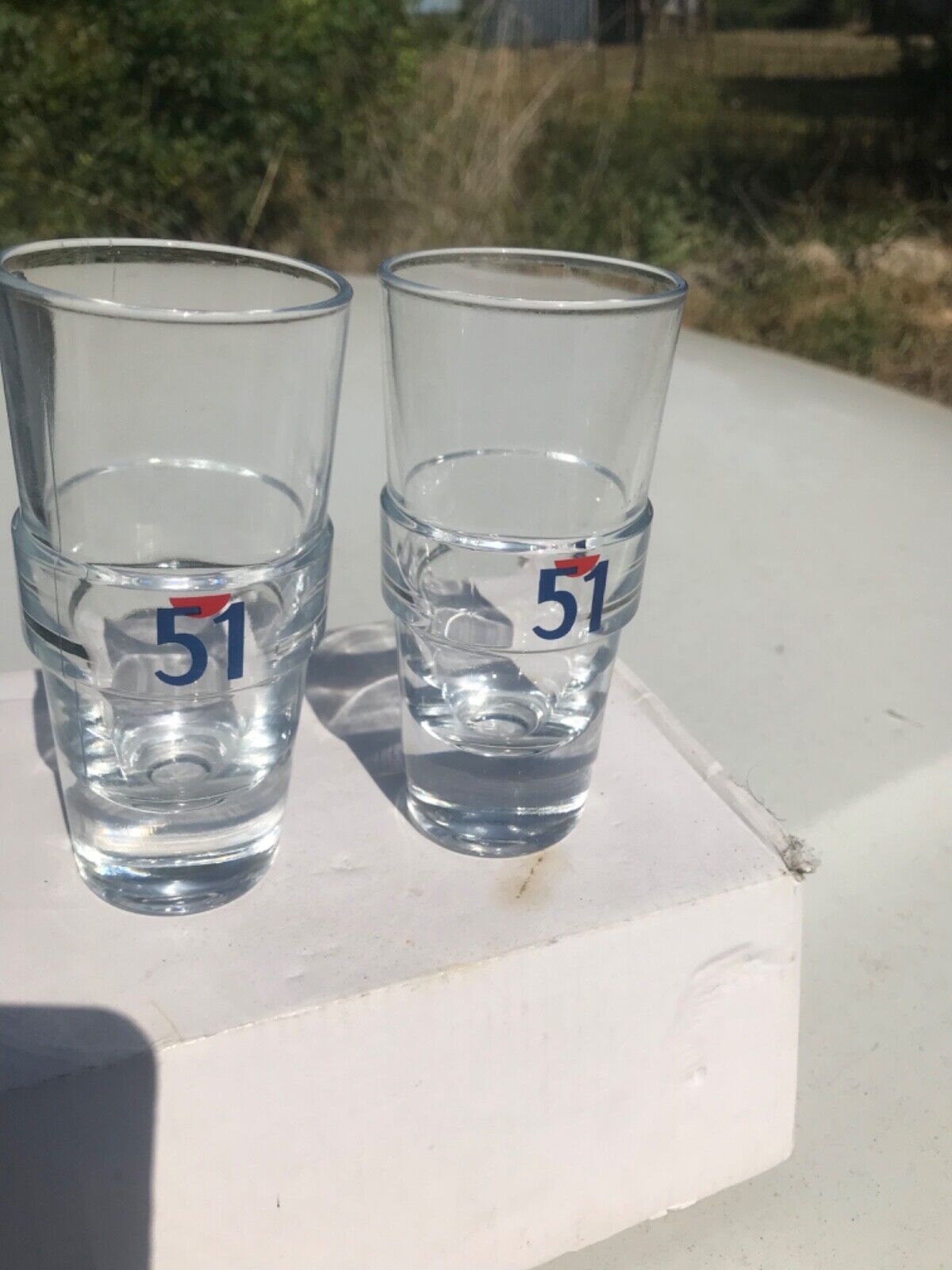 Pair of Vintage Pastis 51 Liqueur glasses 125mm Tall USED condition B