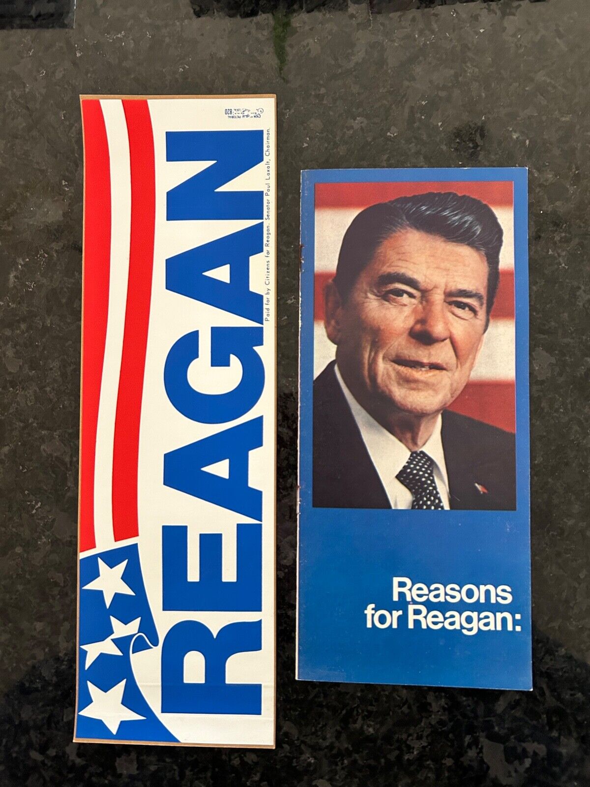 Ronald Reagan 1980 Campaign Bumper Sticker and Election Pamphlet 