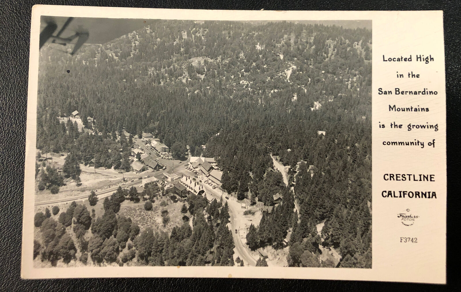 Rppc Frashers Crestline Ca Aerial View  Vintage Real photo￼ Postcard