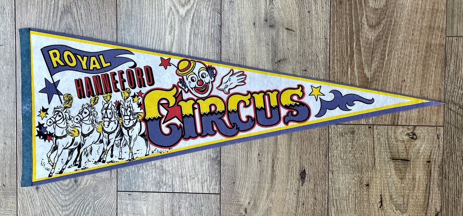 Vintage ROYAL HANNEFORD CIRCUS Pennant Antique 70s 80s 90s 1980s