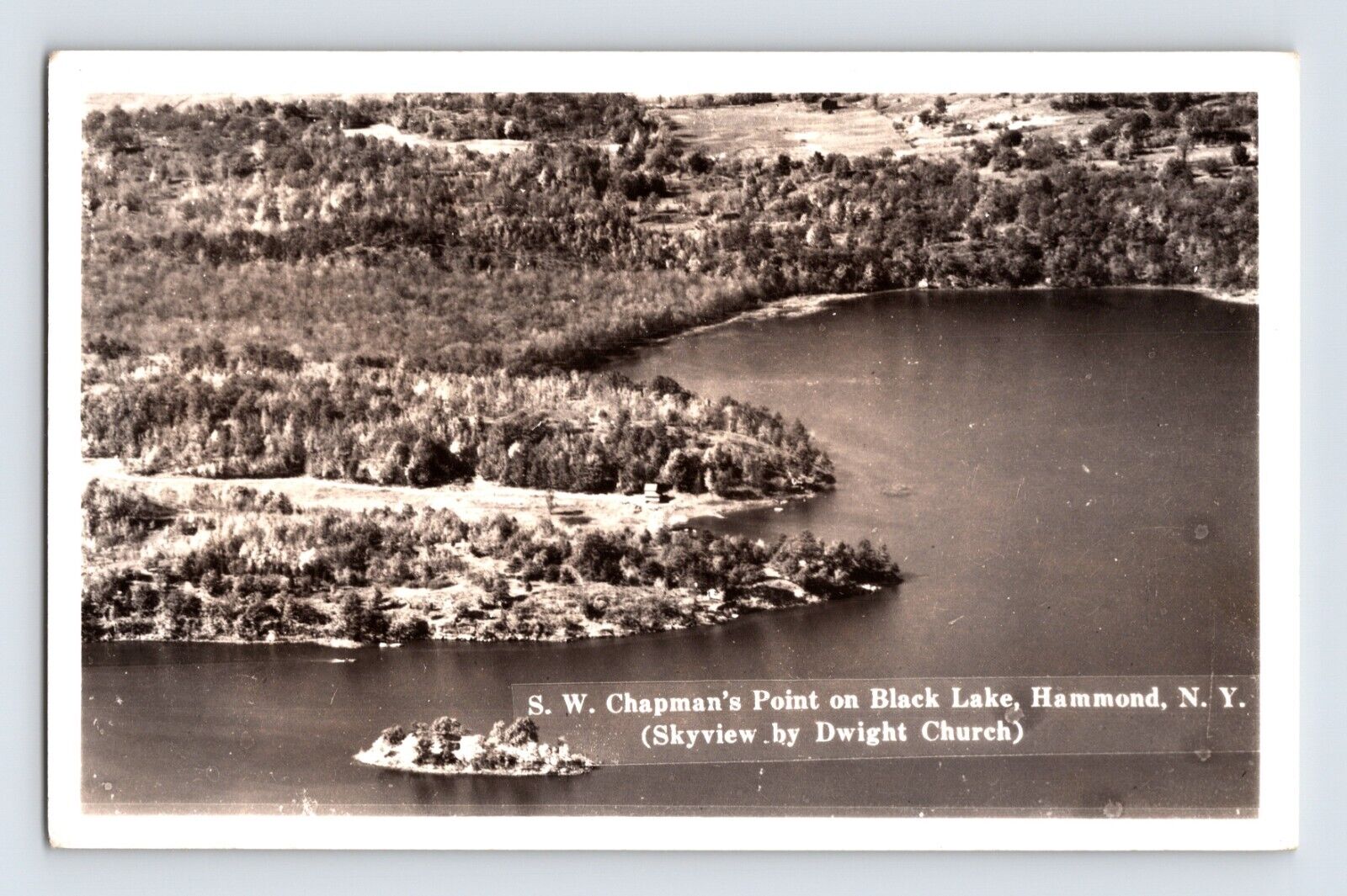 Postcard RPPC New York Hammond NY Black Lake Chapman Point Aerial 1953 Posted