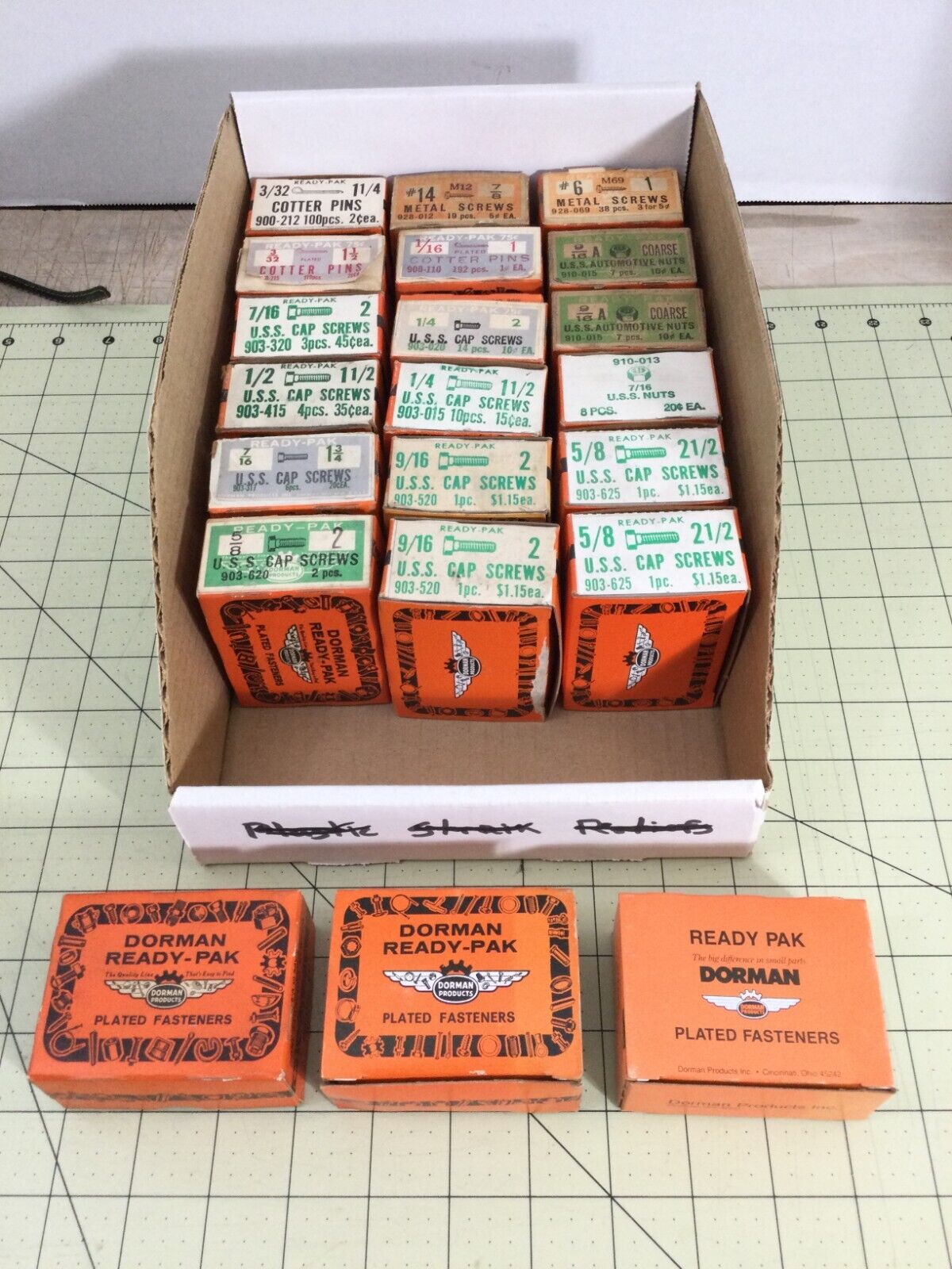 21 Boxes Vintage Dorman Ready Pak Mostly U.S.S.  Bolts Screws Nuts Etc