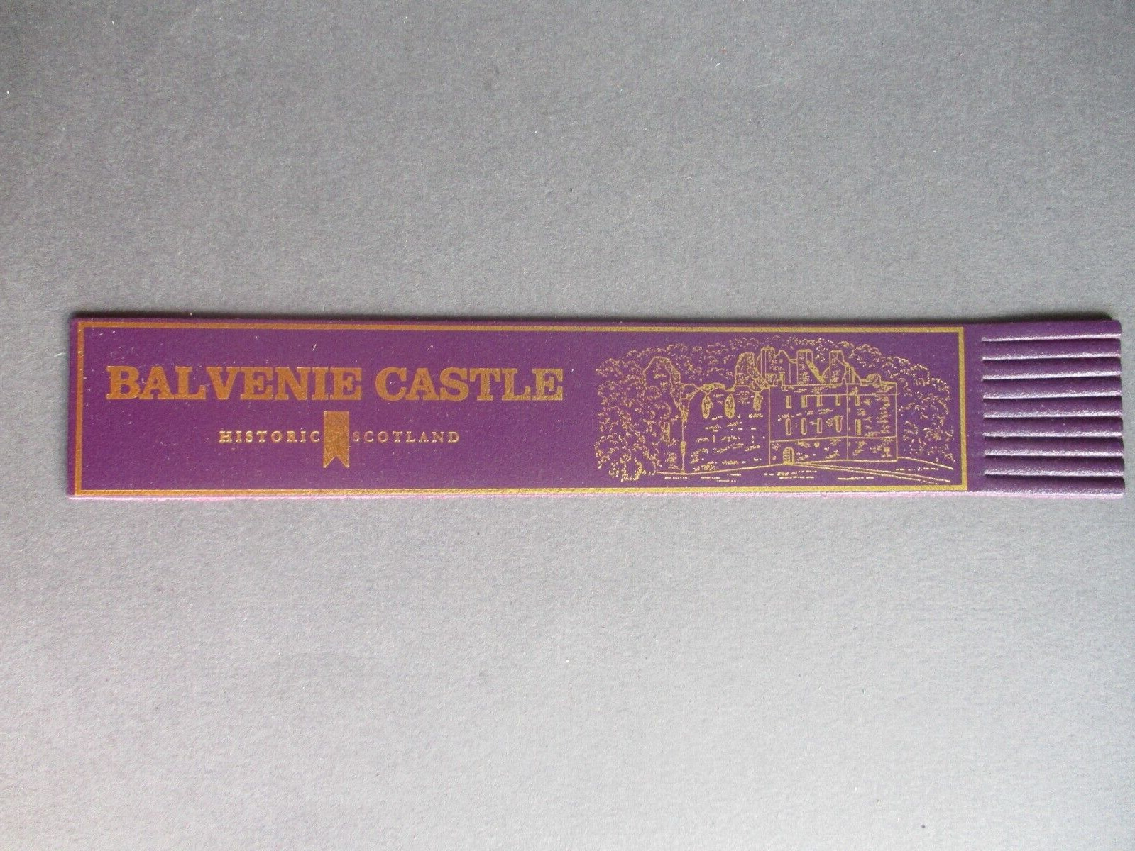 Leather BOOKMARK Balvenie Castle Historic Scotland Scottish Purple Unused