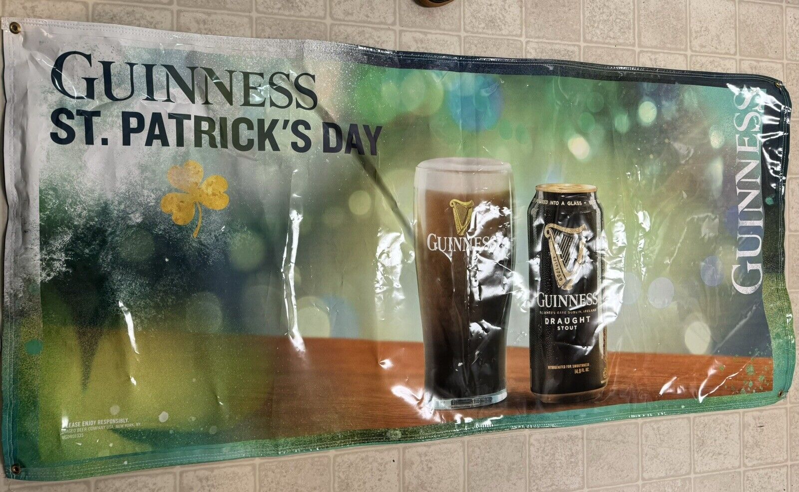 Guinness St Patrick’s Day Banner Advertisement 71 X 33 Double Sided 