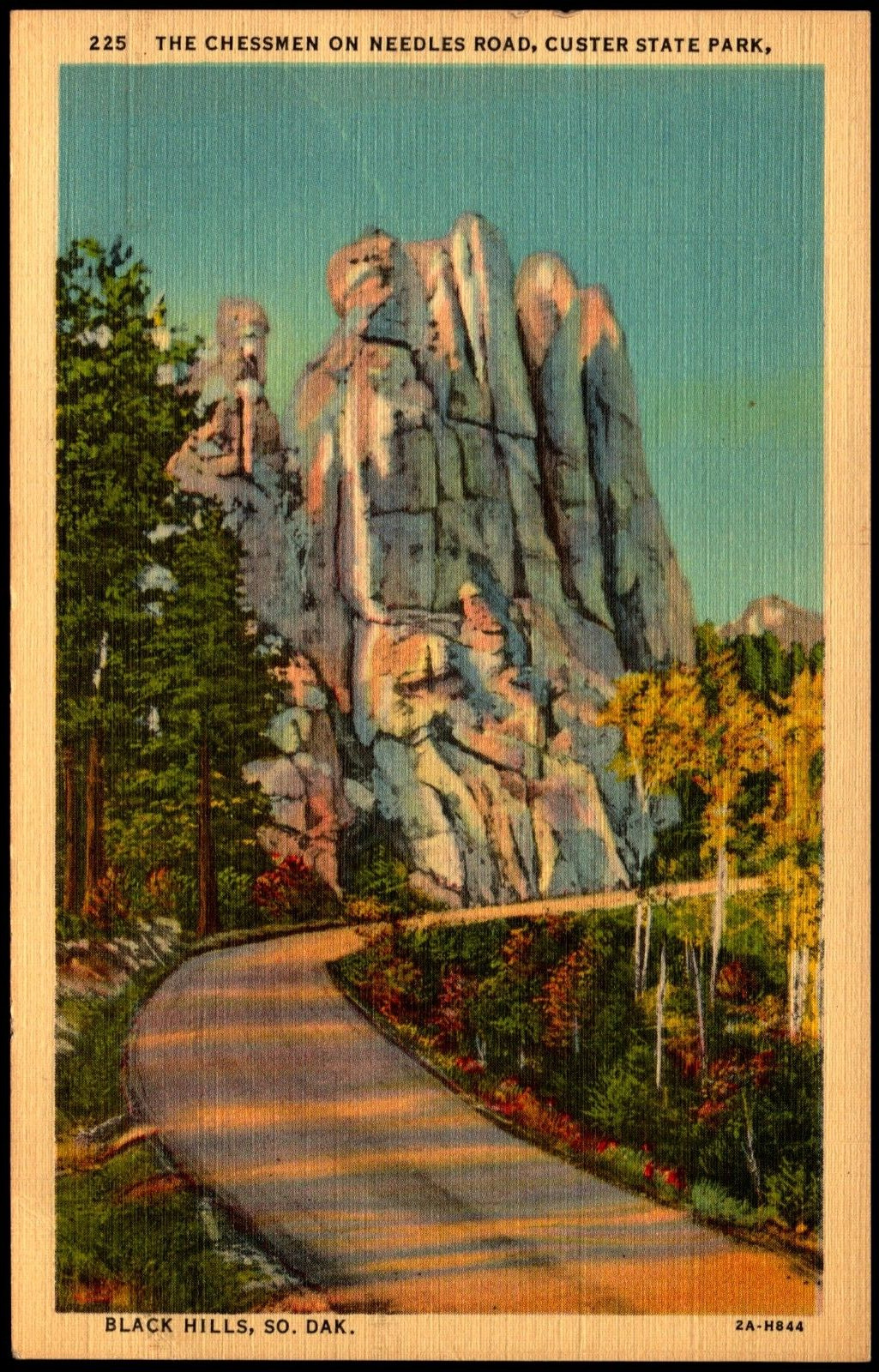 Postcard SD Black Hills South Dakota Chessmen on Needles Road c1940s C21