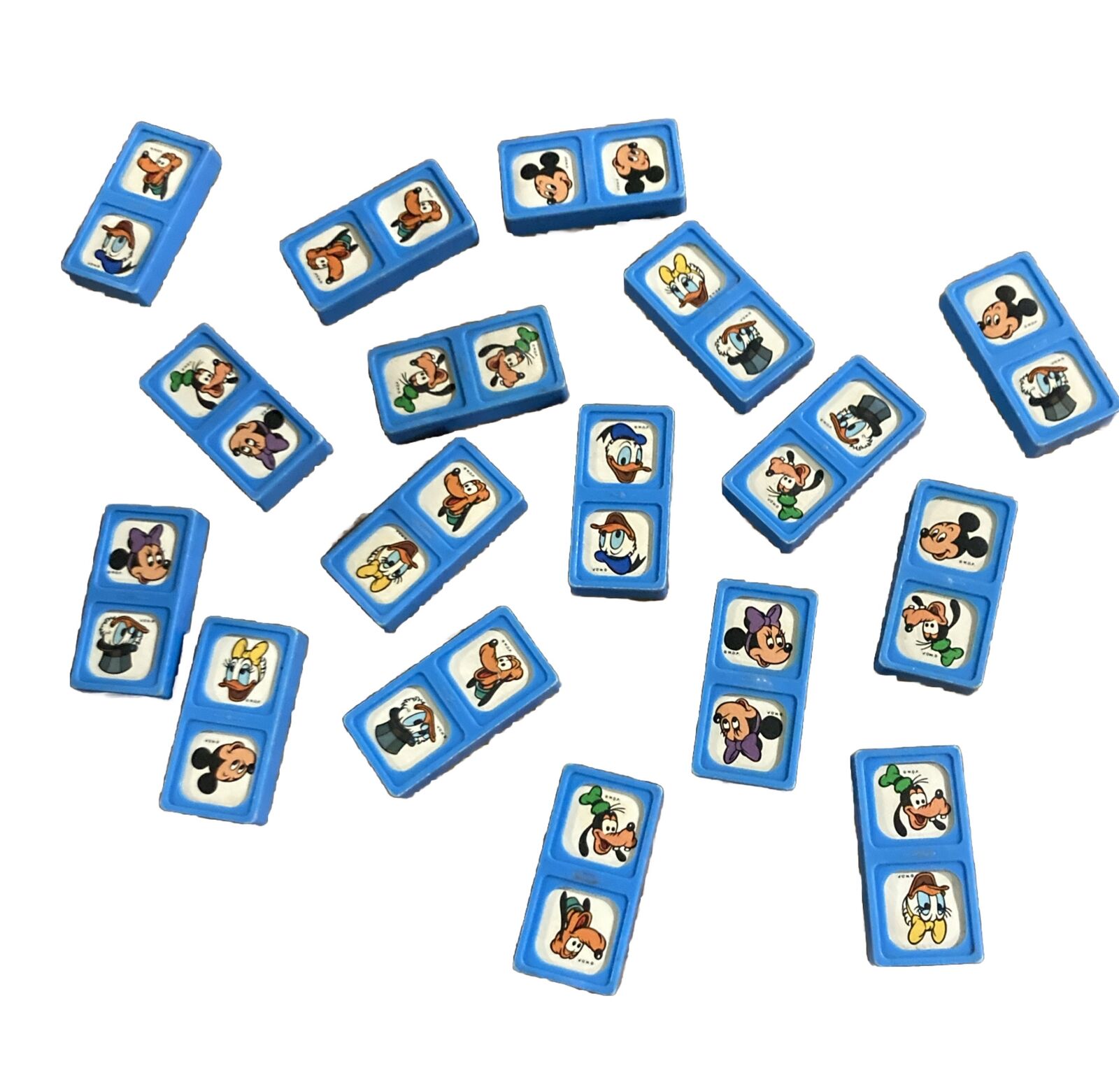 Lot of 17 Vintage Walt Disney Character Blue Plastic Dominos - Replacement