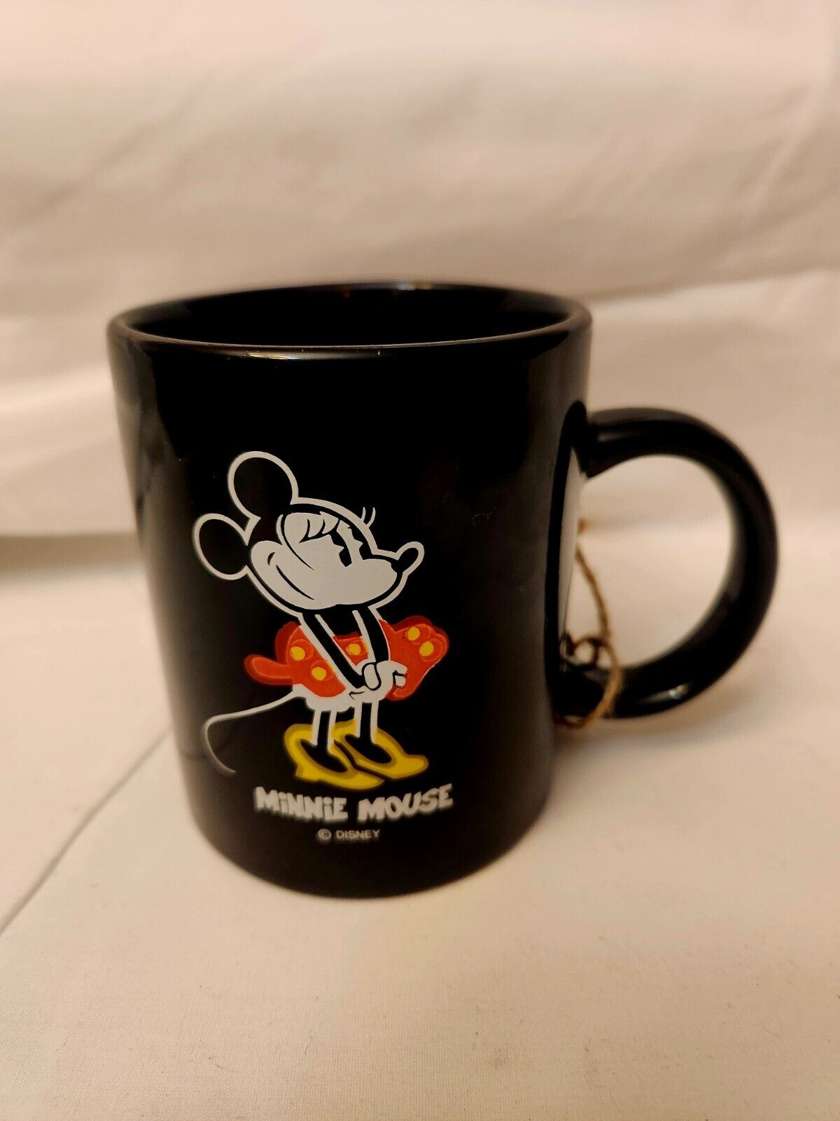 RARE Vintage Disney Minnie Mouse Coffee Mug Black Red Dress