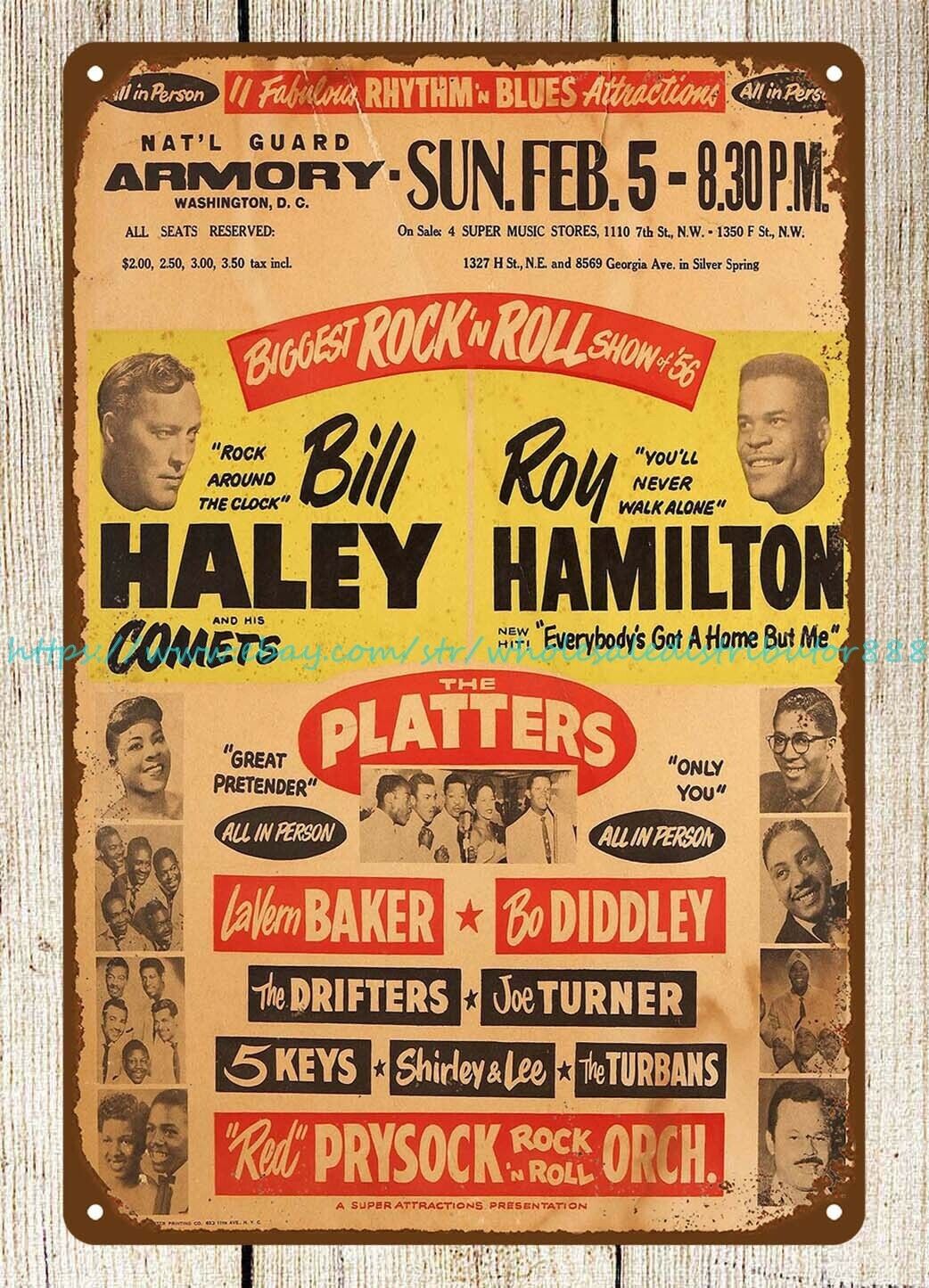 1956 Bill Haley and his Comets Roy Hamilton Rock \'n Roll Show Concert Poster