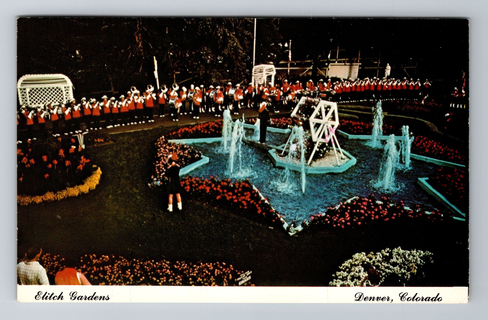 Denver CO-Colorado, Elitch Gardens, Night Scene, Antique Vintage c1983 Postcard