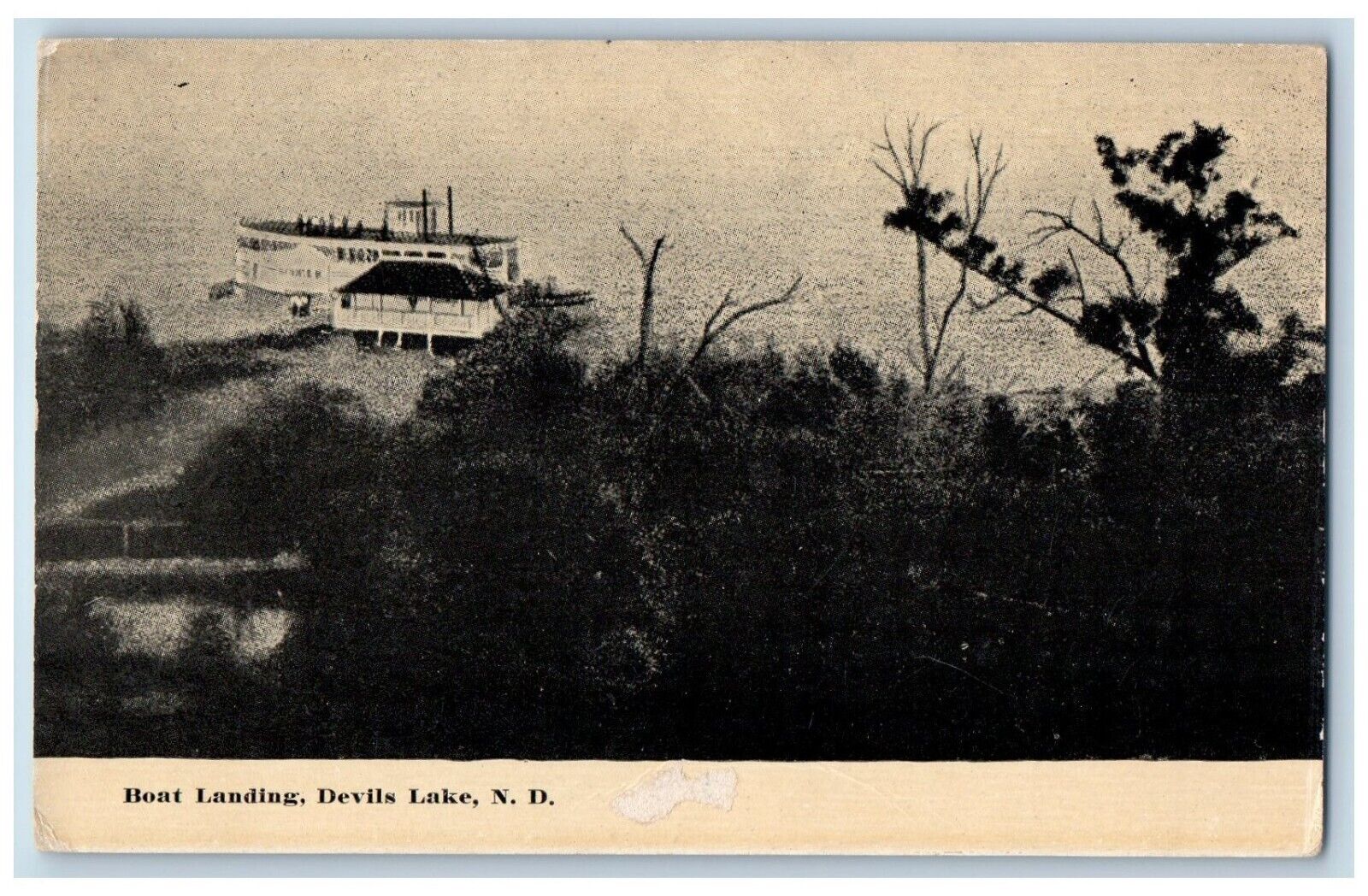 Devils Lake North Dakota ND Postcard Boat Landing Exterior c1910 Vintage Antique