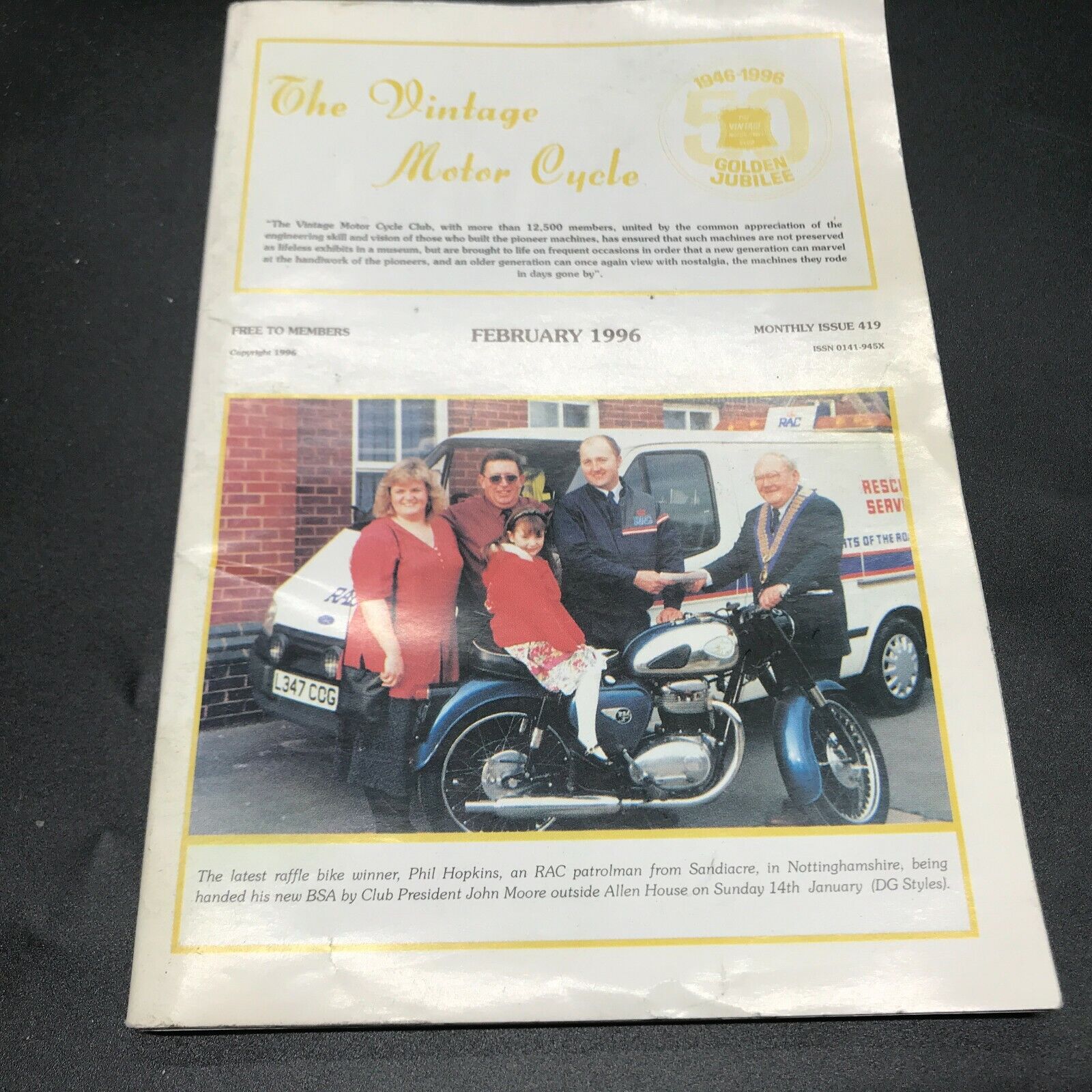 THE OFFICIAL JOURNAL THE VINTAGE MOTORCYCLE CLUB MAGAZINE FEBRUARY 1996 BSA