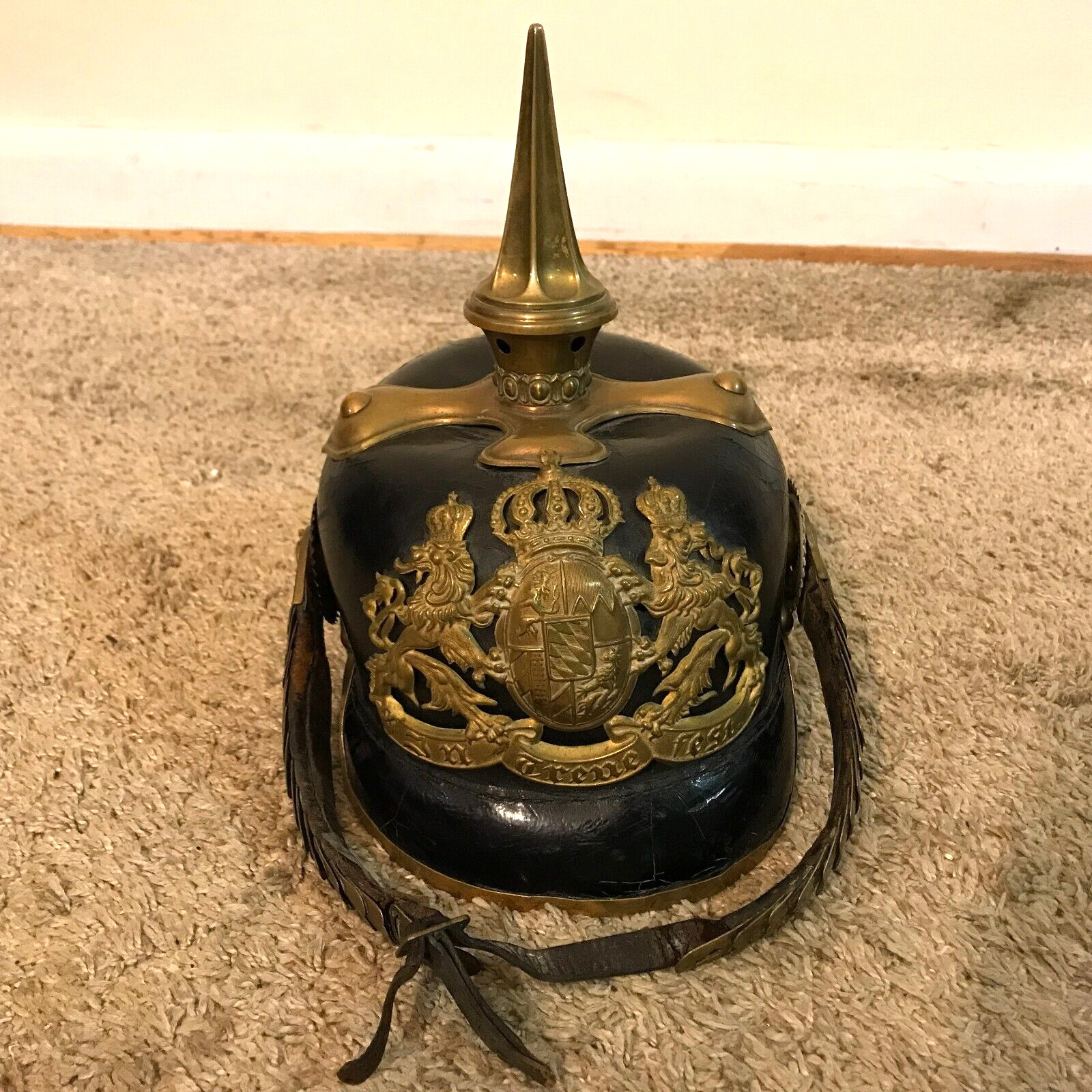 Antique WWI Bavarian Pickelhaube Spiked Helmet