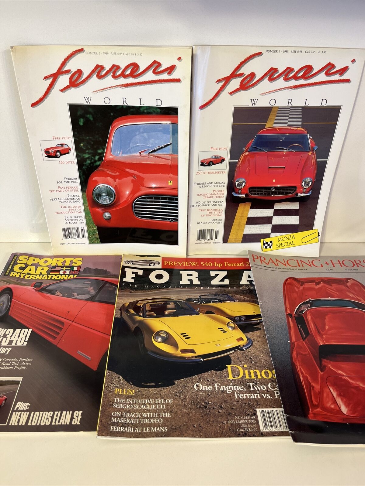 Vintage Ferrari Magazines Ferrari World, Forza, Sports Car Intl, Prancing Horse