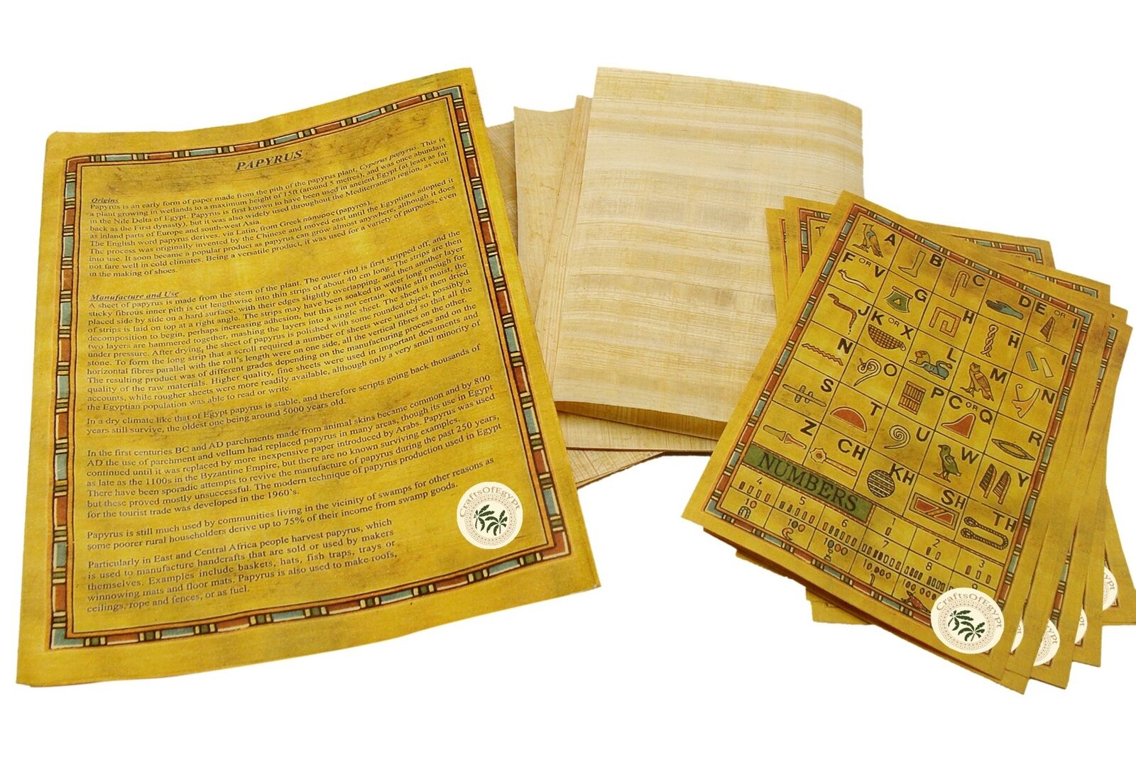 Set 10 Egyptian Papyrus Paper 4x6 inch (10x15 cm) - Ancient Alphabets Papyrus...