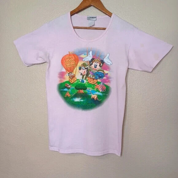 Walt Disney World Animal Kingdom Pink Women's Short Sleeve Shirt Size Large