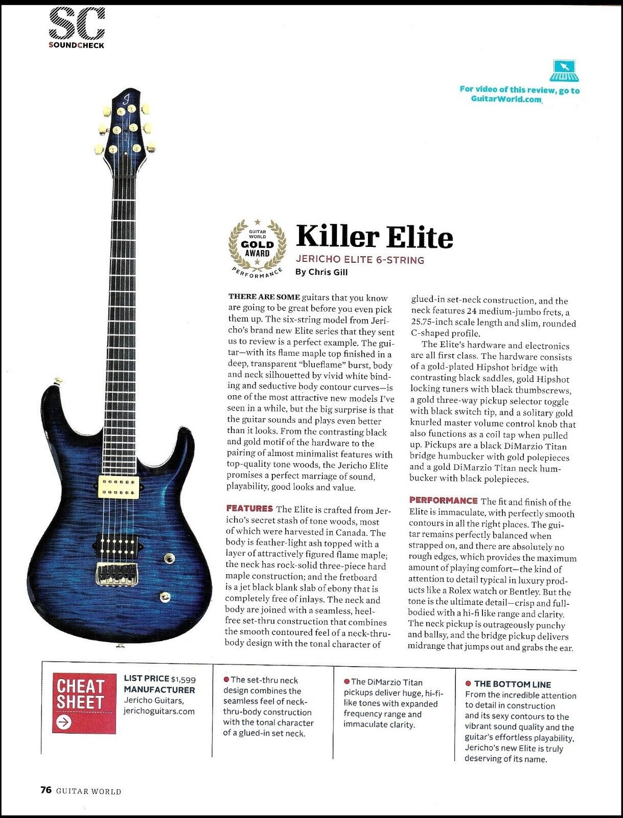 Jericho Elite 6-string electric guitar review soundcheck test article